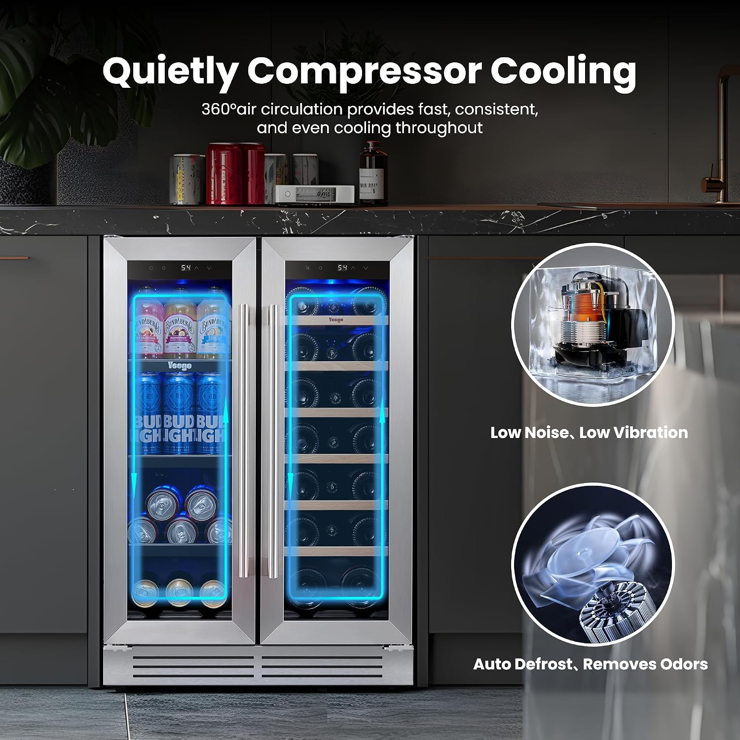 Yeego 24 Inch Wine and Beverag - Wine Beer Cooler Fridge 评论和价格