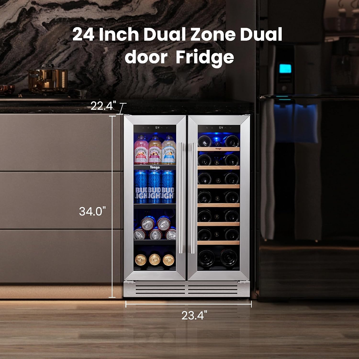 Yeego 24 Inch Wine and Beverag - Wine Beer Cooler Fridge 评论和价格