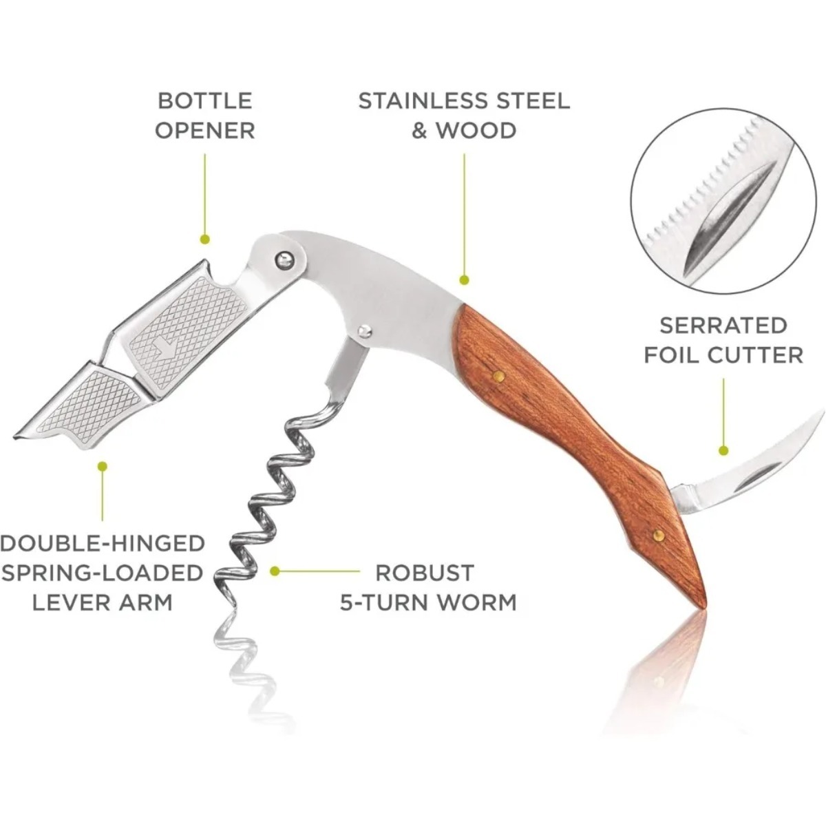 Durable Stainless Steel & Wood - Cork Screw Lever 评论和价格