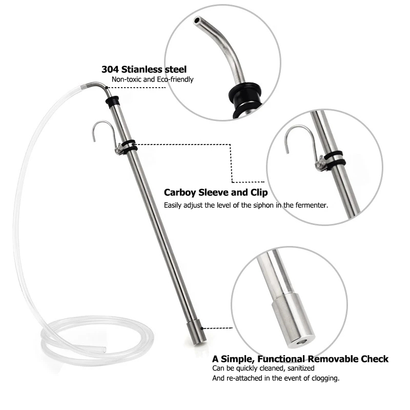 Stainless Steel Beer Siphon Wi - Beer Wine Kit 评论和价格