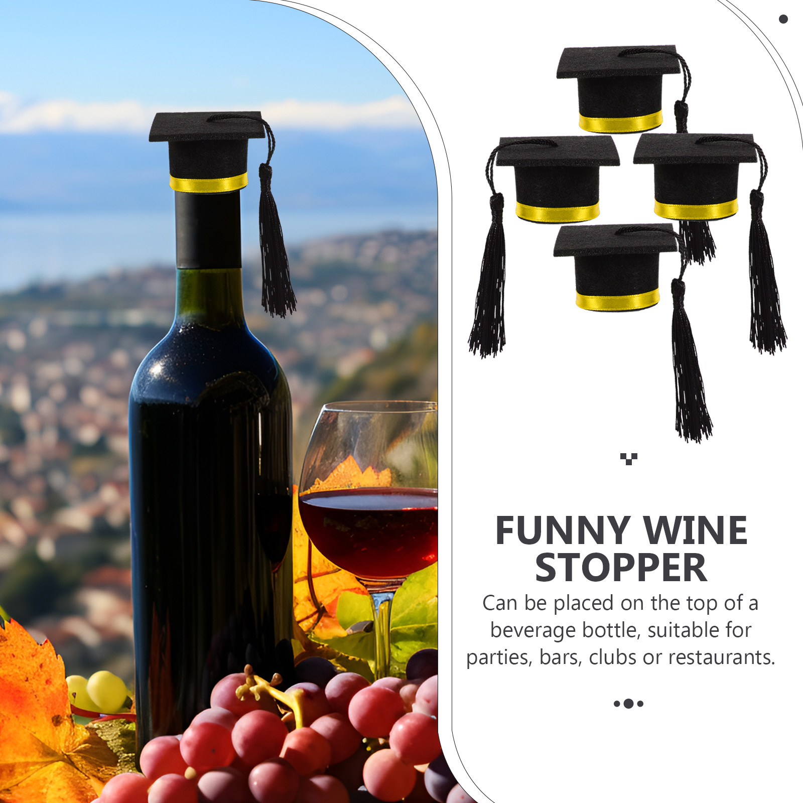 4Pcs Graduation Hat Jar Topper - Wine Beer Hat 评论和价格