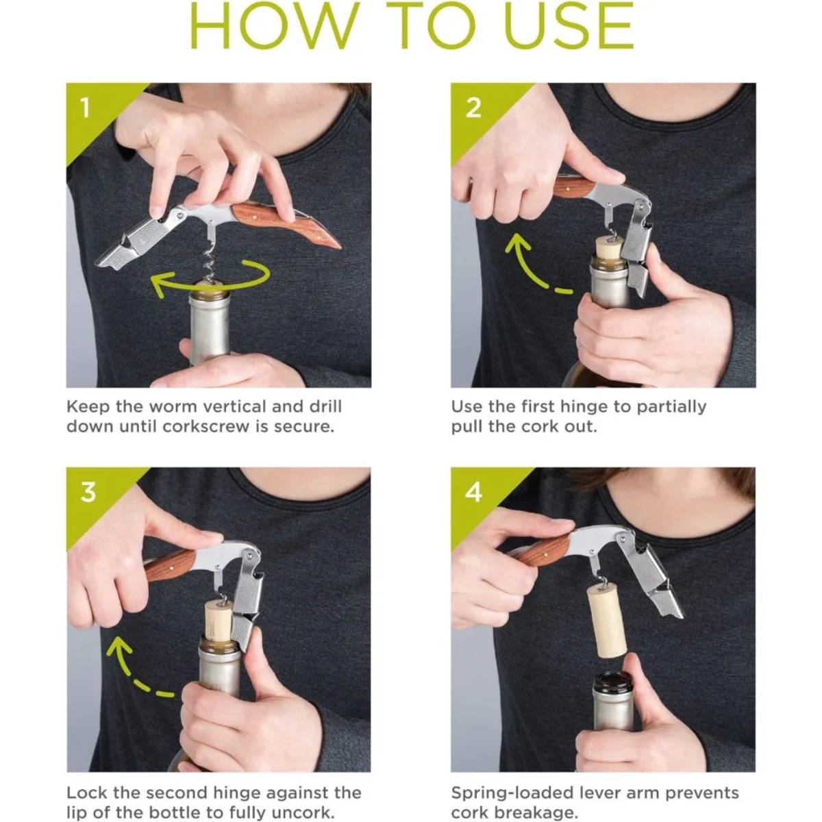 1PC Spring Loaded Double Lever - Cork Screw Lever 评论和价格
