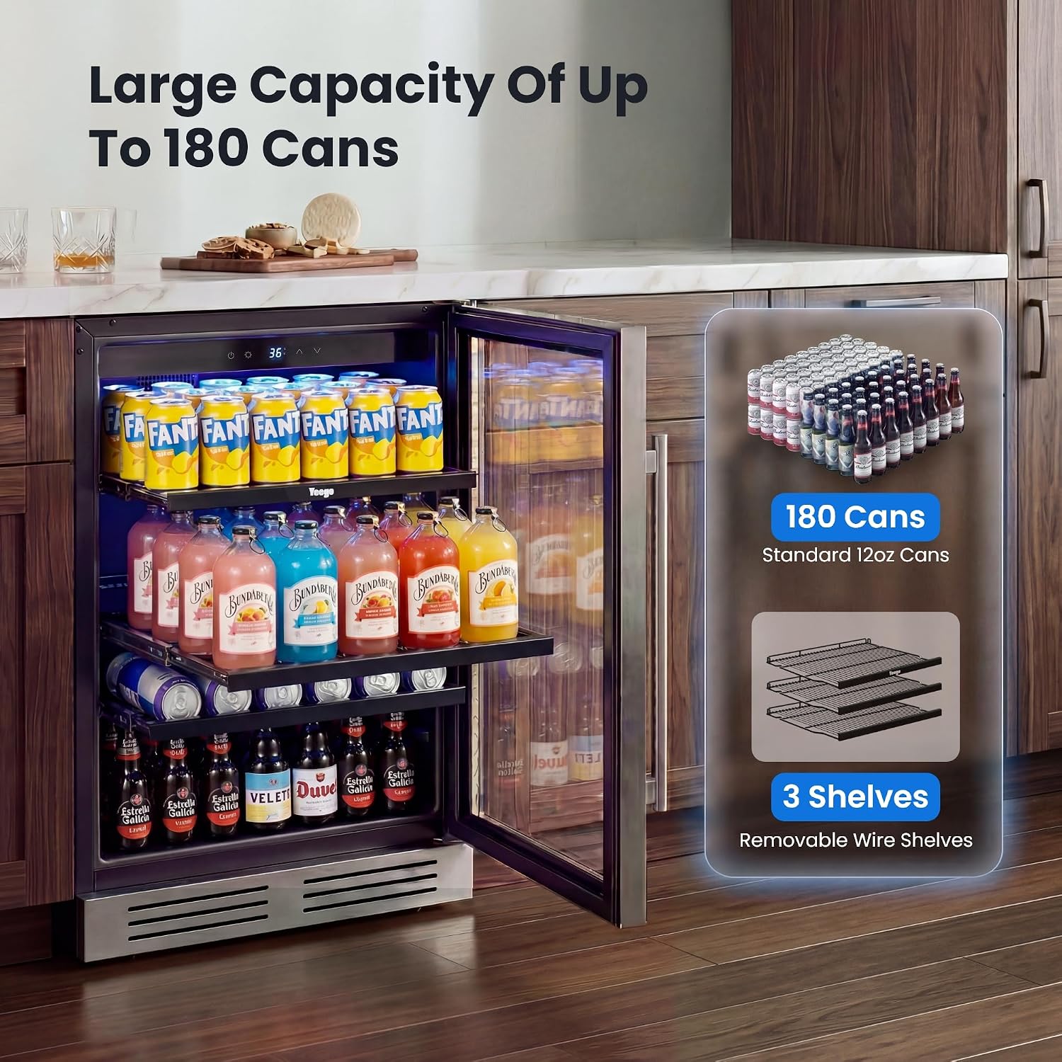 24 Inch Beverage Cooler Fridge - Wine And Beer Undercounter Fridge 评论和价格