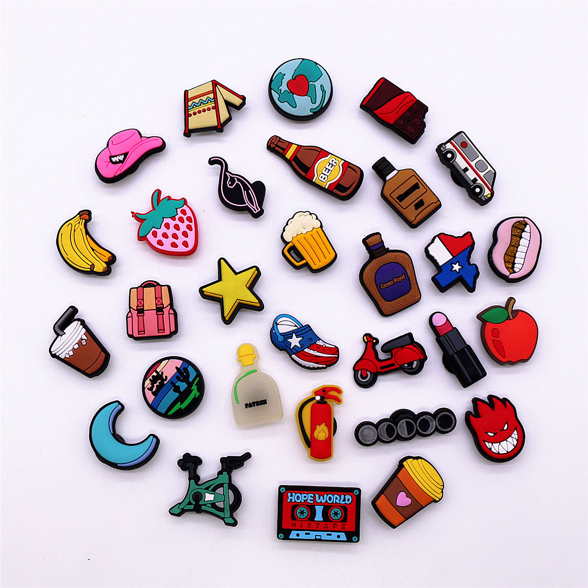 1 Pcs Novelty Shoe Charms Acce - Wine Beer Hat 评论和价格