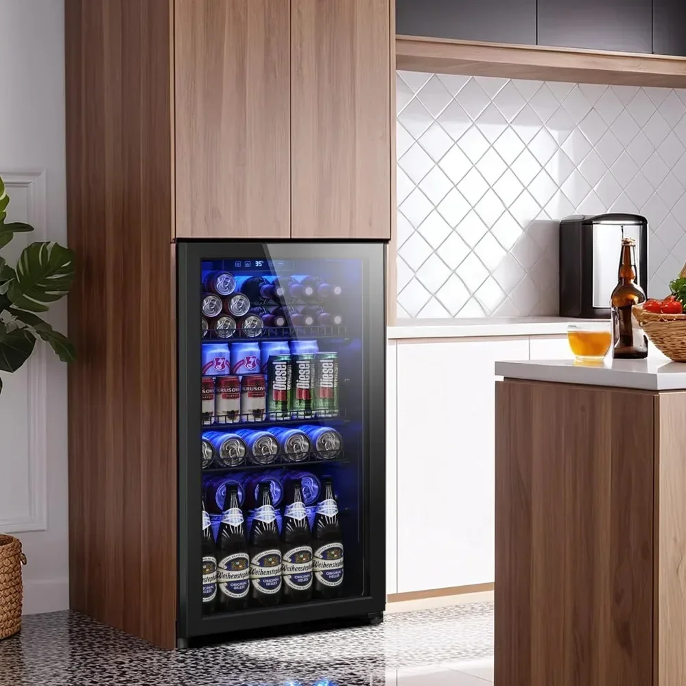 Mini Beverage Fridge with Glas - Wine Beer Cooler Fridge 评论和价格