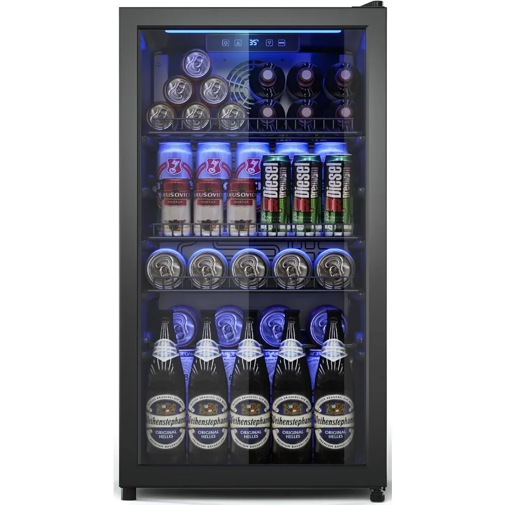 Mini Beverage Fridge with Glas - Wine Beer Cooler Fridge 评论和价格