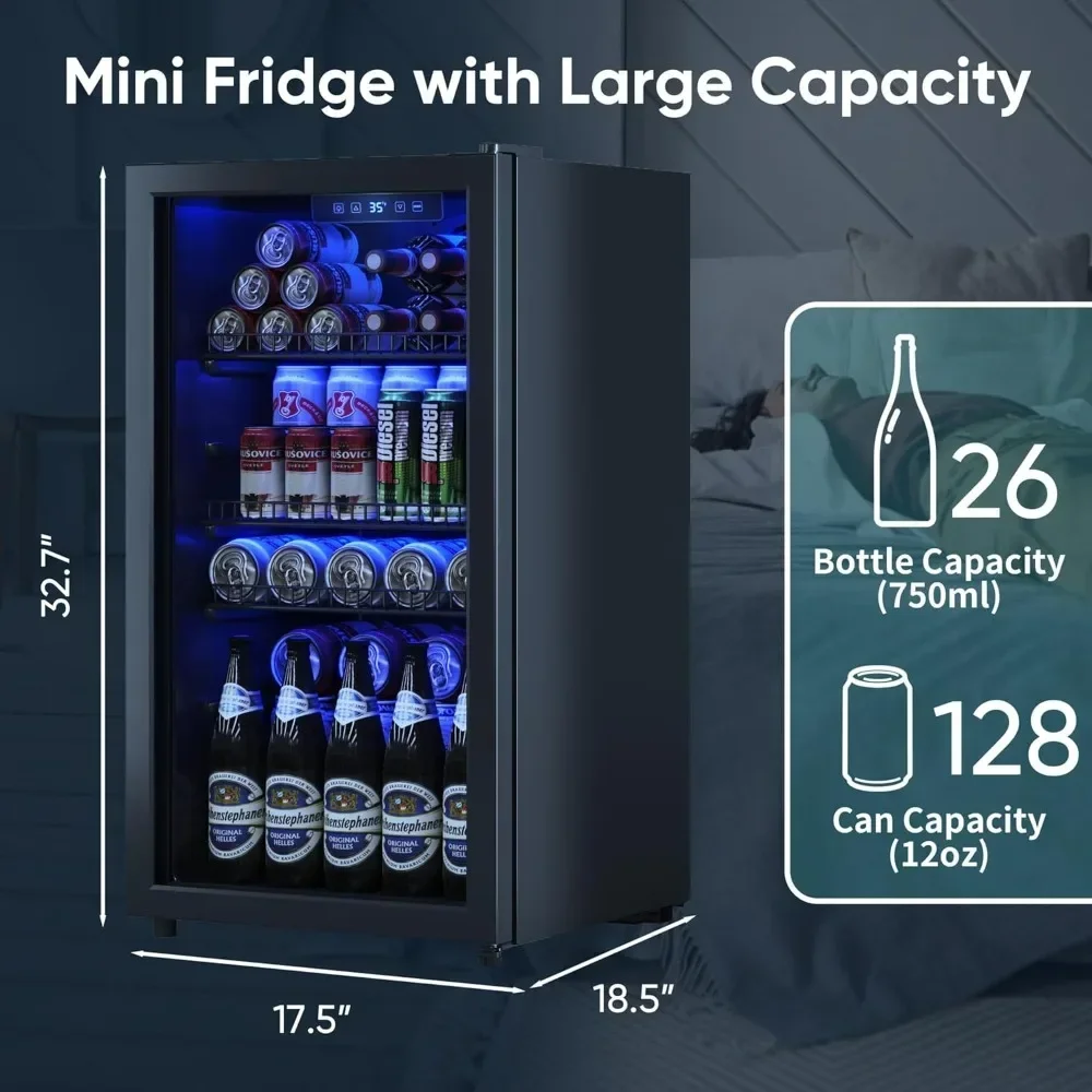 Mini Beverage Fridge with Glas - Wine Beer Cooler Fridge 评论和价格