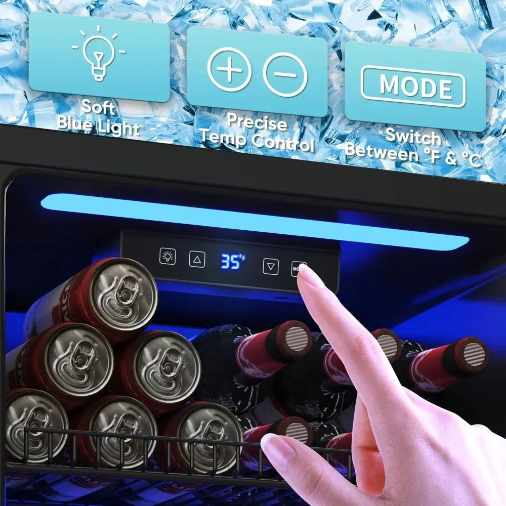 Mini Beverage Fridge with Glas - Wine Beer Cooler Fridge 评论和价格