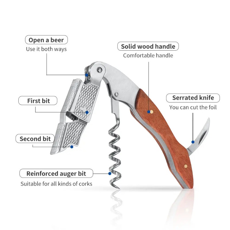 Stainless Steel and Wood 1pc S - Cork Screw Lever 评论和价格